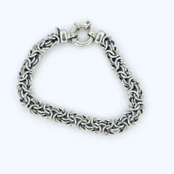 Vintage Estate Sterling Silver 925 Byzantine Chain Bracelet 7" Men Women 14.4g - Picture 1 of 7